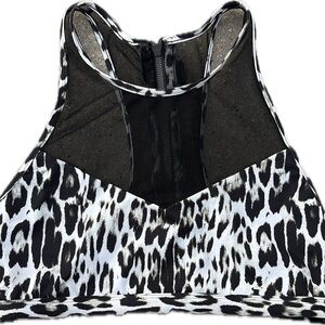 Varley Feliz sports bra cheetah animal print M medium mesh zipper no padding